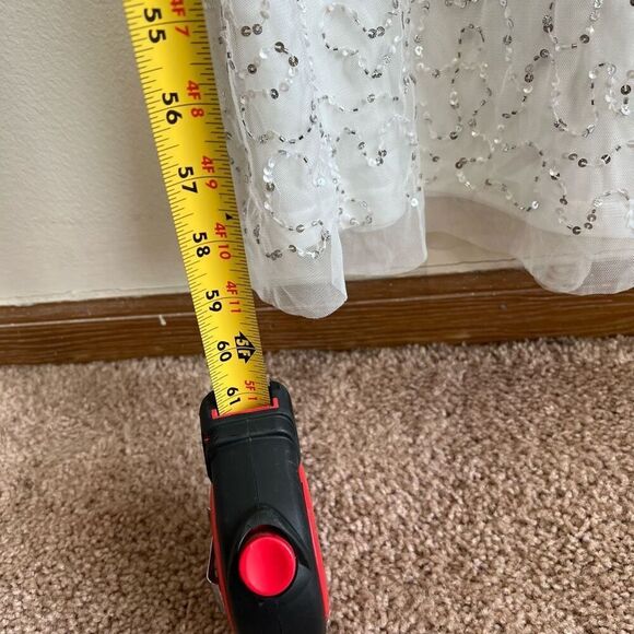 Adrianna Papell Embellished Illusion Gown White Long Sleeve 2 NEW - Picture 6 of 12